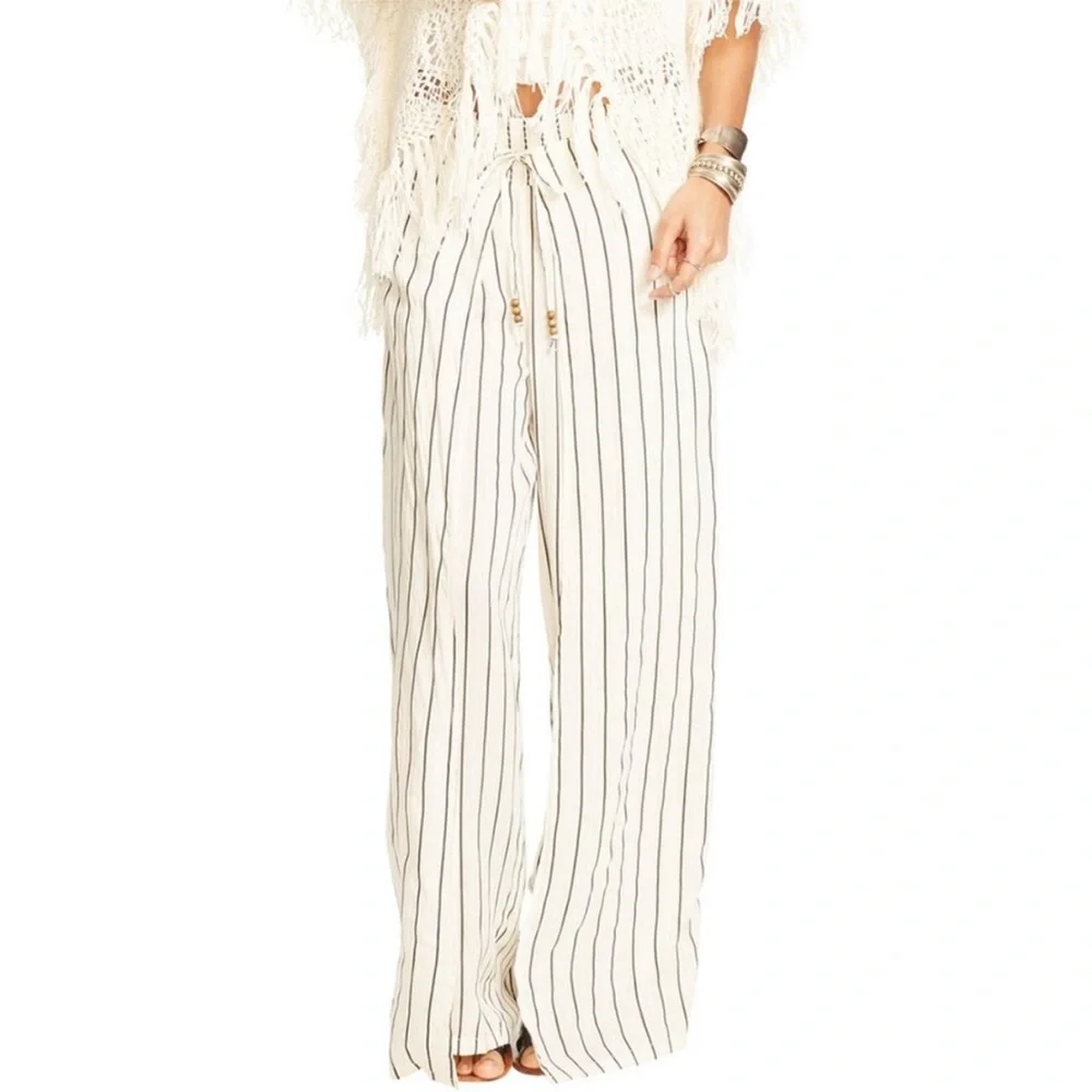 Denim & Supply Ralph Lauren wide-leg striped‎ wrap pants flowy Beachy Size Small